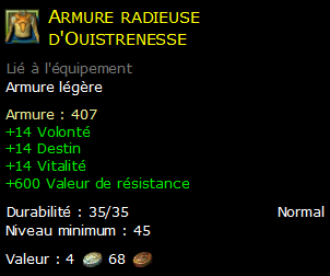 Armure radieuse d'Ouistrenesse