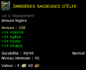 Jambières radieuses d'Elfe