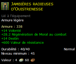 Jambières radieuses d'Ouistrenesse