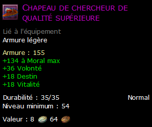 Chapeau de chercheur de qualité supérieure