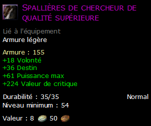 Spallières de chercheur de qualité supérieure