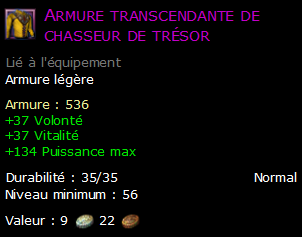 Armure transcendante de chasseur de trésor