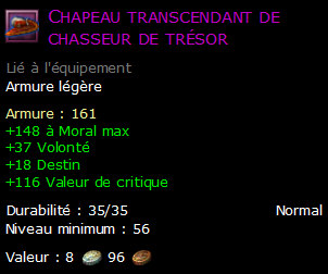 Chapeau transcendant de chasseur de trésor