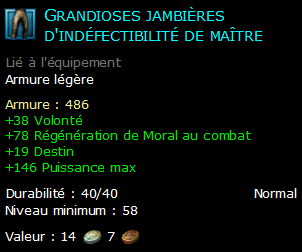 Grandioses jambières d'indéfectibilité de maître