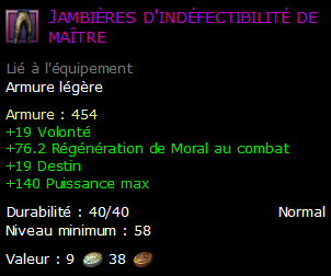 Jambières d'indéfectibilité de maître