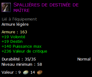 Spallières de destinée de maître