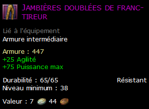 Jambières doublées de franc-tireur