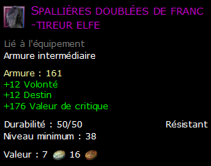 Spallières doublées de franc-tireur elfe