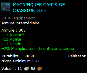 Magnifiques gants de chasseur elfe