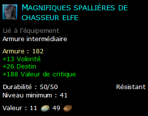 Magnifiques spallières de chasseur elfe