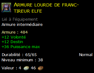 Armure lourde de franc-tireur elfe