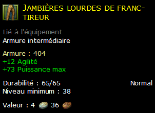 Jambières lourdes de franc-tireur