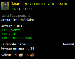 Jambières lourdes de franc-tireur elfe