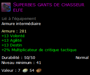 Superbes gants de chasseur elfe