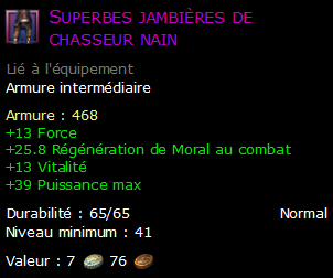 Superbes jambières de chasseur nain