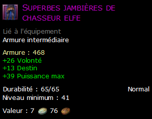 Superbes jambières de chasseur elfe