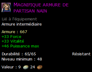 Magnifique armure de partisan nain