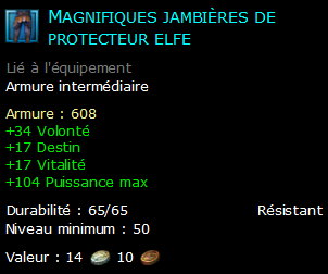 Magnifiques jambières de protecteur elfe