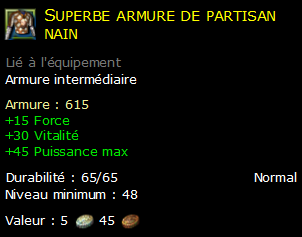 Superbe armure de partisan nain