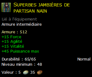 Superbes jambières de partisan nain