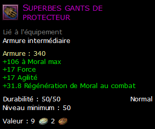 Superbes gants de protecteur