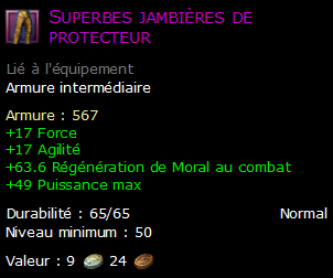 Superbes jambières de protecteur