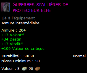 Superbes spallières de protecteur elfe