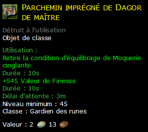 Parchemin imprégné de Dagor de maître