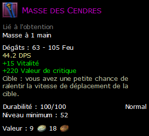 Masse des Cendres