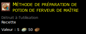 Méthode de préparation de potion de ferveur de maître