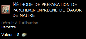 Méthode de préparation de parchemin imprégné de Dagor de maître