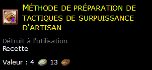 Méthode de préparation de tactiques de surpuissance d'artisan