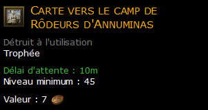 Carte vers le camp de Rôdeurs d'Annuminas