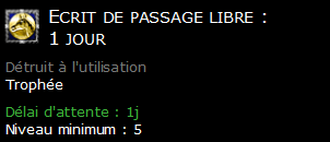 Ecrit de passage libre : 1 jour