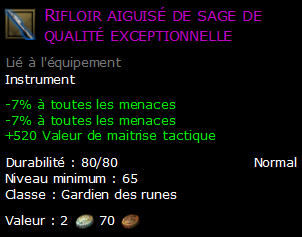 Rifloir aiguisé de sage de qualité exceptionnelle