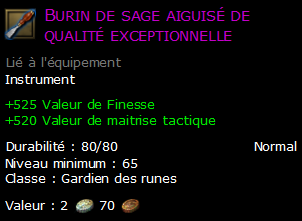 Burin de sage aiguisé de qualité exceptionnelle