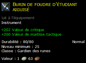 Burin de foudre d'étudiant aiguisé