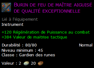 Burin de feu de maître aiguisé de qualité exceptionnelle