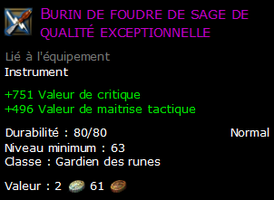 Burin de foudre de sage de qualité exceptionnelle