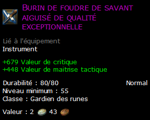 Burin de foudre de savant aiguisé de qualité exceptionnelle