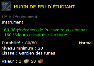 Burin de feu d'étudiant