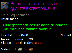 Burin de feu d'étudiant de qualité exceptionnelle