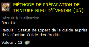 Méthode de préparation de teinture bleu d'Evendim (x5)