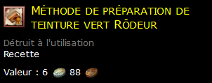 Méthode de préparation de teinture vert Rôdeur