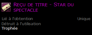 Reçu de titre - Star du spectacle