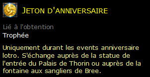 Jeton d'anniversaire