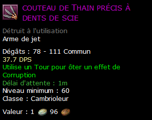 couteau de Thain précis à dents de scie