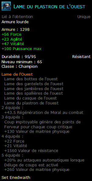 Lame du plastron de l'ouest