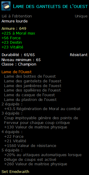 Lame des gantelets de l'ouest