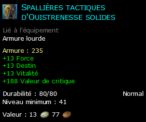 Spallières tactiques d'Ouistrenesse solides